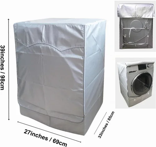 Vista 3 de QLLY Cubierta para lavadora/secadora para máquina de carga frontal - Impermeable, a prueba de polvo, a prueba de sol, A27"P33"Al39" Adecuada