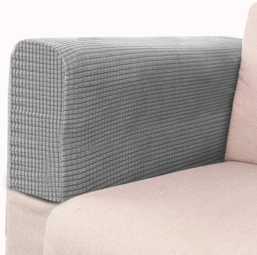 Vista 2 de VICASKY Juego de 2 fundas elásticas para reposabrazos de sofá, toallas para protección de sala de estar (gris claro)