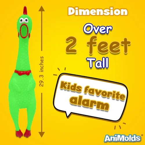 Vista 5 de Animolds Crazy Huge Rubber Chicken – Máquina gigante de ruido de 29 pulgadas para fiestas, bromas, bromas prácticas, chirridos de hasta 45 segundos