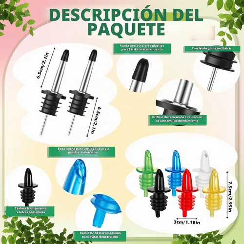 Vista 6 de Maxcheck - Botellas de plástico de cuello largo de 16 onzas con vertedor