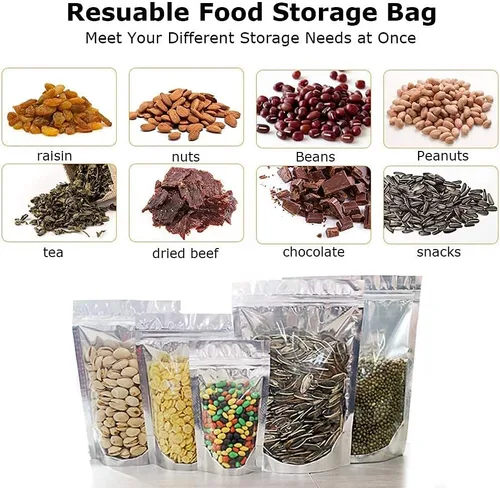 Vista 7 de Bolsas de tereftalato de polietileno, 90 unidades, 9 tamaños, 7 mil bolsas de Mylar para almacenamiento de alimentos, bolsas resellables de mylar