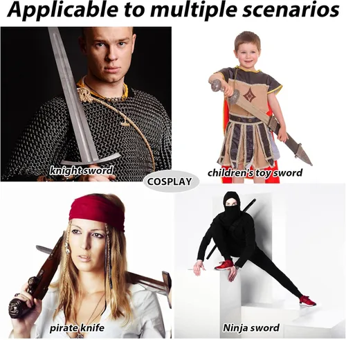 Vista 4 de Patelai Bolsa de espada de 2 piezas, funda de espada, bolsa de Katana negra, bolsa de transporte de espada, soporte de espada ninja con correa