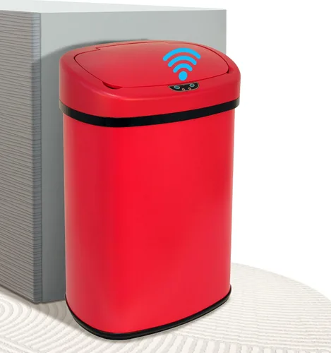 Vista 8 de Bote de basura automático de 13 galones, con sensor de movimiento y sin tacto, de acero inoxidable cepillado con tapa, diseño silencioso, cubo