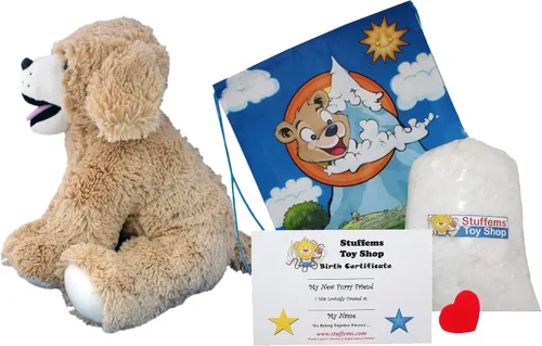 Vista 2 de Animal de peluche Make Your Own "Goldie el laboratorio/Retriever – No Sew – Kit con lindo mochila.