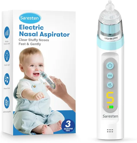 Vista 9 de Aspirador nasal para bebé, aspirador nasal recargable para bebé, aspirador nasal para bebé con 3 puntas de silicona, succión ajustable, aspirador