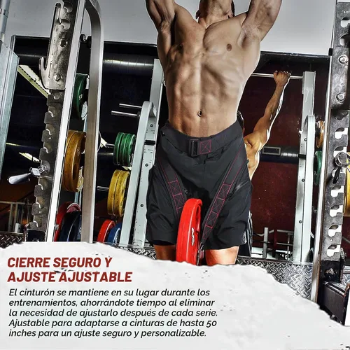 Vista 7 de Cinturón para sentadillas con barra, accesorio para rack y máquina de sentadillas, para levantamiento de pesas y powerlifting – Soporte