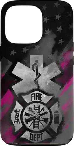 Vista 10 de EMT EMS Firefighter Pink Smoke Line USA American Flag Case for iPhone 17