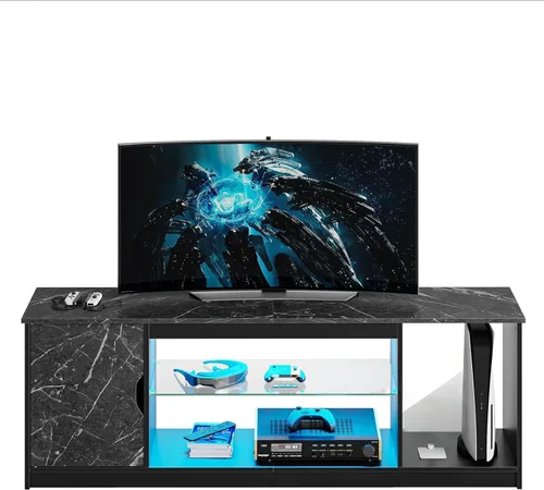 Vista 8 de Bestier - Soporte LED para TV de 57 pulgadas, luz RGB, mármol negro