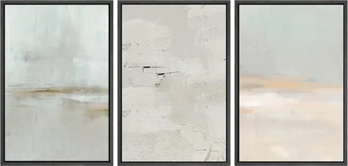 Vista 165 de SIGNWIN Lienzo enmarcado para pared, juego de arte abstracto de serenidad costera, ilustraciones abstractas junto al mar, arte moderno, decorativo