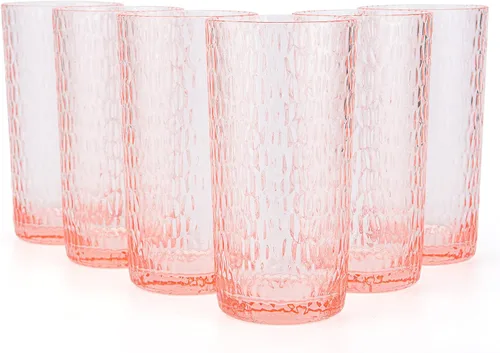 Vista 7 de KX-WARE Vasos acrílicos de plástico con forma de panal de abeja de 22 onzas, juego de 6 vasos transparentes