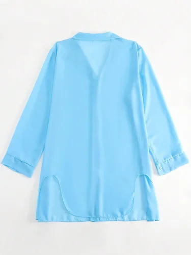 Vista 2 de SHENHE Vestido de playa de manga larga con botones para mujer, estilo kimono