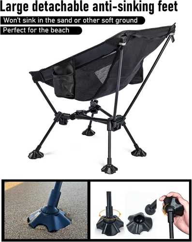 Vista 3 de WildCall Silla de camping plegable y ligera, silla de playa compacta con pies grandes que no se hunden