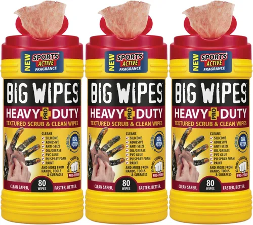 Vista 17 de BIG WIPES Recipiente multisuperficie resistente, paños de limpieza súper absorbentes para manos, superficies y herramientas, recipiente de 80