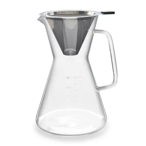 Vista 7 de London Sip - Cafetera de vidrio para verter sobre café con filtro de acero inoxidable reutilizable, mango ergonómico y boquilla fácil de verter, 4