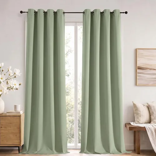 Vista 138 de Simplebrand Cortinas blancas puras de 96 pulgadas de largo para oscurecer la habitación, juego de 2 paneles para dormitorio/sala de estar, bloqueo