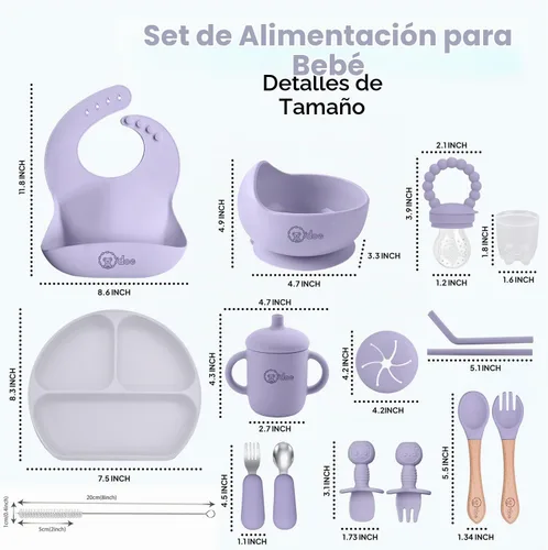 Vista 7 de O'doe™ Silicone Baby Feeding Set, 17-Piece Baby Weaning Set BPA-Free Púrpura
