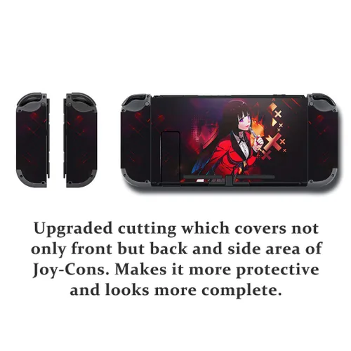 Vista 2 de GilGames Vinyl Skin Decals Cover for Nintendo Switch, Full Set Game Protector Wrap Stickers Joint Protective Faceplate Red Console Dock