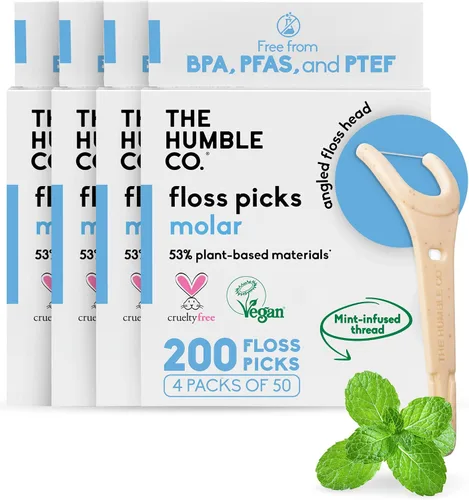 Vista 9 de The Humble Co. Porta-hilo dental natural (200 unidades) – Hilo dental vegano, ecológico y sostenible para el cuidado bucal – Ayuda a eliminar