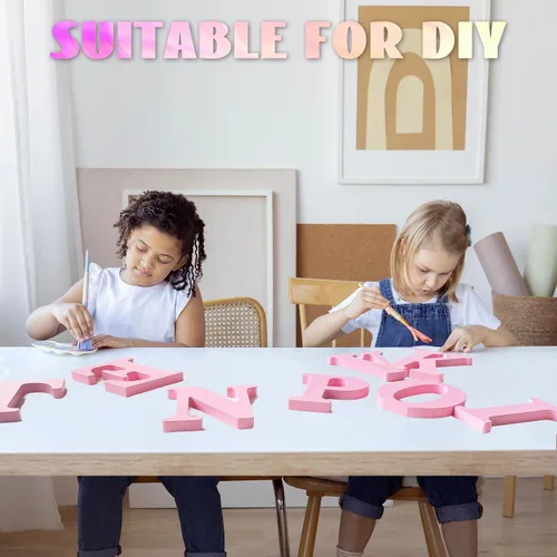 Vista 3 de AOCEAN Letras de madera rosa de 6 pulgadas sin terminar, letras de madera para pared MAGA, letras decorativas de pie en rodajas, tablero de letreros