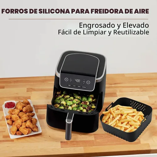 Vista 4 de LYHOLKEER Forros de silicona para freidora de aire Chefman de 6 cuartos de galón, Instant Pot Vortex Plus 6QT XL, 1 cesta cuadrada de silicona
