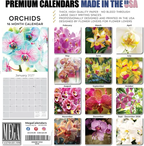 Vista 653 de Calendario de grises africanos 2025 2026 – Planificador mensual de pared de aves africanas – 12 x 18 pulgadas (abierto), calendario de pared