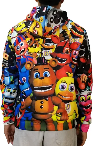Vista 2 de TIMMOR MAGIC Anime FNAF Cosplay Freddys Hoodie with Keychain, Christmas Helloween Gift 3D Printed Sweatshirt.