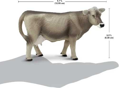 Vista 3 de Safari Ltd. Figura de vaca suiza marrón – Figura detallada de plástico de 5.25 pulgadas – Divertido juguete educativo para niños, niñas y niños a