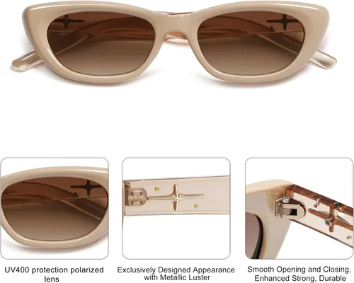 Vista 4 de SOJOS Gafas de sol polarizadas de moda ojo de gato angostas para mujer retro lindos tonos SJ2284