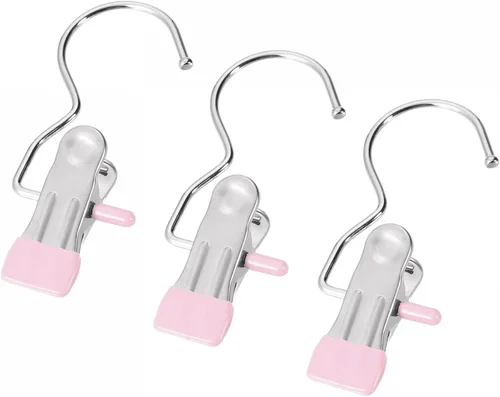 Vista 7 de uxcell Clips de lavandería con gancho, perchas de metal para botas cromadas, color negro, 4.488 in, 6