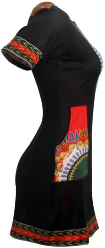 Vista 5 de Vestido de verano bohemio con cuello en V para mujer, estilo étnico, estampado africano