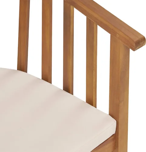 Vista 5 de Great Deal Furniture Nola - Sillas de comedor de madera para exteriores con cojines (juego de 2), acabado crema y teca, (309261)