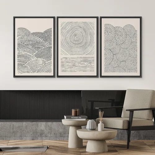Vista 567 de SIGNWIN Lienzo enmarcado para pared, juego de arte neutro de bosque brumoso, ilustraciones en tono tierra, arte moderno, decorativo, bohemio
