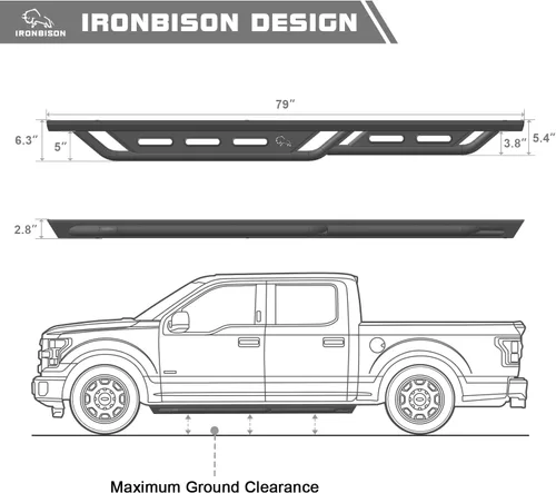 Vista 3 de IRONBISON Estribos laterales para camiones Titan Crew Cab 2004-2026