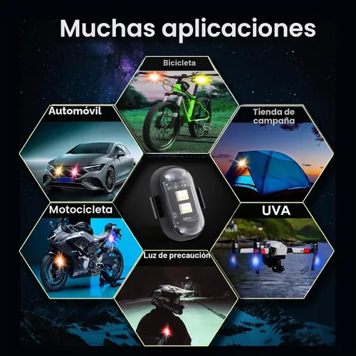 Vista 3 de 6 paquetes de luces estroboscópicas LED inalámbricas con control remoto 8 colores, anticolisión y resistente al agua Luz de emergencia