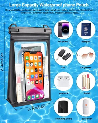 Vista 2 de Bolsa impermeable para teléfono de gran capacidad, bolsa seca flotante para iPhone 17 16 13 12 11 Pro Max Galaxy S22 S21 bolsa impermeable protector