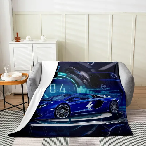 Vista 12 de Erosebridal Manta roja de coche de carreras para niños y adolescentes, manta fresca de coche de carreras de 40 x 50 pulgadas, manta de forro polar