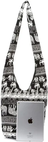 Vista 24 de KARRESLY - Bolso bandolera de algodón bohemio, estilo hippie, hecho a mano