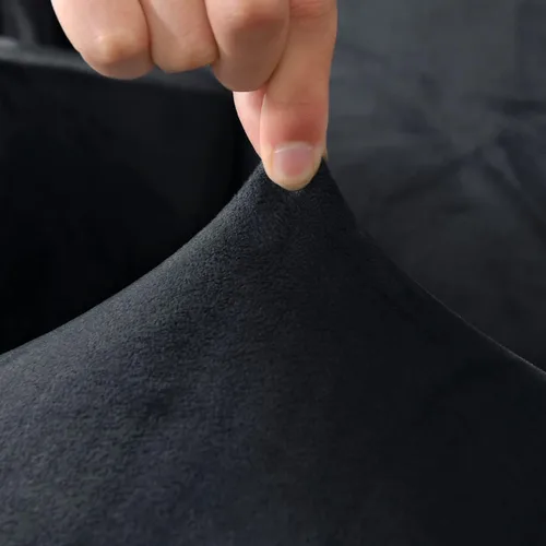 Vista 2 de Funda de cojín de terciopelo elástico para sofá, funda de cojín de felpa negra, súper suave, acogedora, lavable, protector de asiento de silla