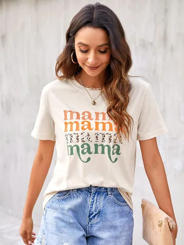 Vista 2 de Blooming Jelly Camiseta de manga corta para mujer con estampado de mamá y ajuste holgado