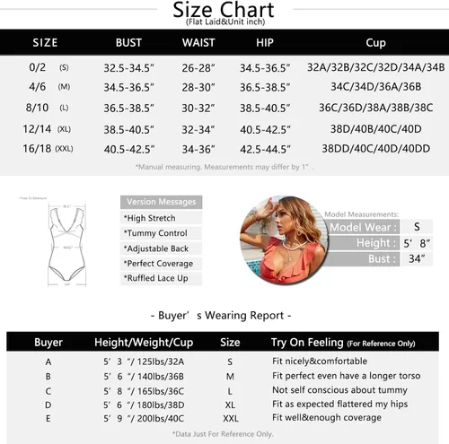 Vista 5 de VIISHOW Traje de baño de una pieza para mujer, con control de abdomen, cuello en V, volantes, monokini