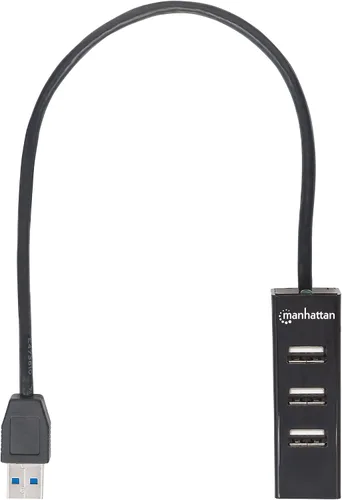 Vista 3 de Manhattan Concentrador USB 3.0 de 4 puertos, con cable largo de 12 pulgadas, transferencia de datos de 5 Gbps, carga de dispositivo móvil de 1 A