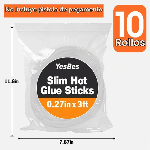 Vista 6 de 10 paquetes de rollos largos de palos de pegamento caliente mini, palos de pegamento de 3 pies de largo x 0.27" de diámetro para pistola de 10 rollos
