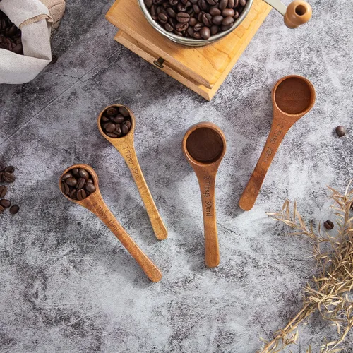 Vista 6 de 4 cucharadas de madera de acacia, cucharas de café multiusos sólidas para tarros, cucharas de madera pequeñas para botes, sales de baño