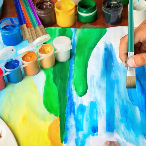 Vista 5 de Fuutreo 120 pinceles de pintura para niños, redondos y planos, para preescolar, lavables, pintura al óleo acrílica, regalos de fiesta de Navidad