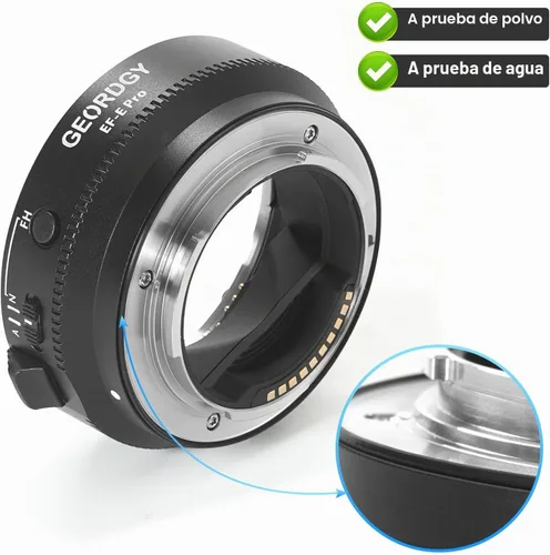 Vista 2 de GEORDGY - Adaptador de montaje de objetivo, EF-SE Pro para lentes Canon EF/EF-S, compatible con cámaras de la serie E-Mount Sony, funciones