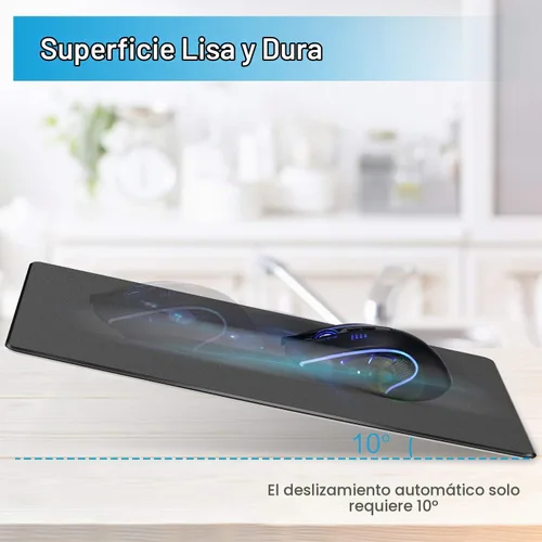 Vista 3 de Alfombrilla de mouse rígida de 3 capas con superficie de plástico, compatible con ratones de alto DPI, gestos rápidos que mejoran la precisión