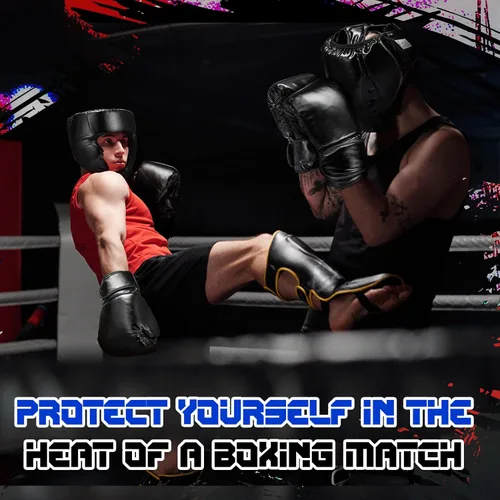 Vista 6 de Arrowbash Juego de 2 protectores de cabeza y guantes de boxeo para adultos, guantes de boxeo de 10 oz, protector de cara completa