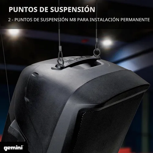 Vista 4 de Gemini Altavoz y soporte PA de 15", 1000 vatios, luces LED