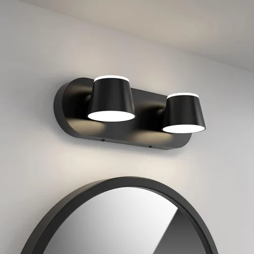 Vista 6 de URSOLA Luz de Tocador de Baño de 2 Luces, Accesorios de Iluminación de Pared LED Negros, Orientables Arriba y Abajo, Regulables, Accesorios