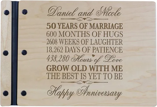 Vista 7 de LifeSong Milestones Libro de invitados personalizado para el 50º aniversario de boda para pareja, 50 años de celebración matrimonial, libro